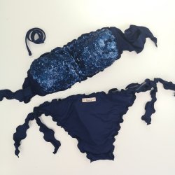 Bandeau Bikini Paillettes Sapphire Blue Bikini Bottom
