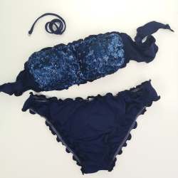 Bandeau Bikini Paillettes Sapphire Blue Classic Bottom