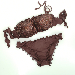 Bandeau Bikini Paillettes Chocolate Classic Bottom