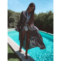 Kimono FreeLove Ibiza Antracite 100% Seta
