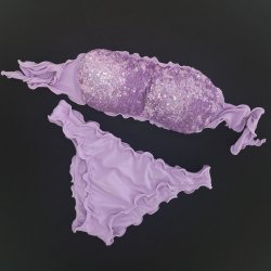 Bandeau Bikini Paillettes Lilac Classic Bottom