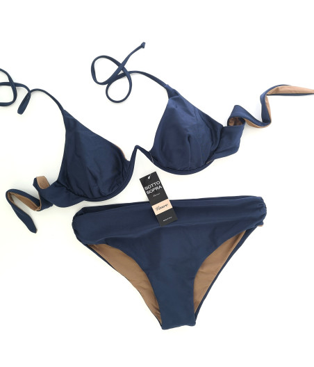 Wired Bra Cup C D Bikini Venere Prelude Blue Classic High Bottom 5cm