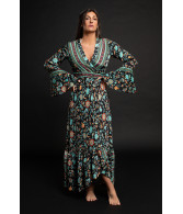 Kimono FreeLove Ibiza Black Magnolia 100% Silk