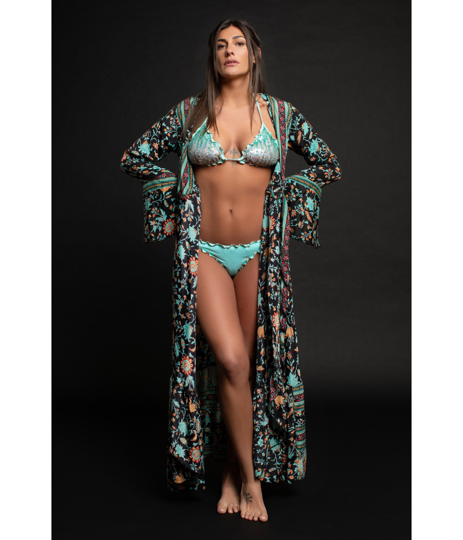 Kimono FreeLove Ibiza Magnolia Nero 100% Seta