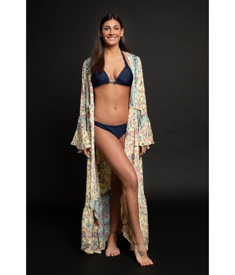 Kimono FreeLove Ibiza Magnolia Giallo 100% Seta