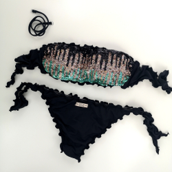 Bandeau Bikini Paillettes Black Samoa Bikini Bottom