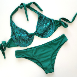 Wired Bra Cup C D Paillettes Fairy Green Classic Bottom