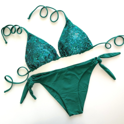 Triangle Cup C D Bikini Paillettes Fairy Green Bikini Bottom