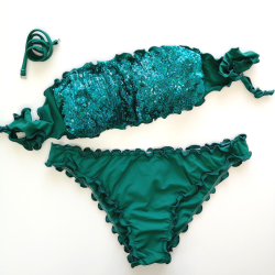Bandeau Bikini Paillettes Fairy Green Classic Bottom
