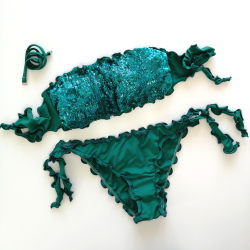 Bandeau Bikini Paillettes Fairy Green Bikini Bottom
